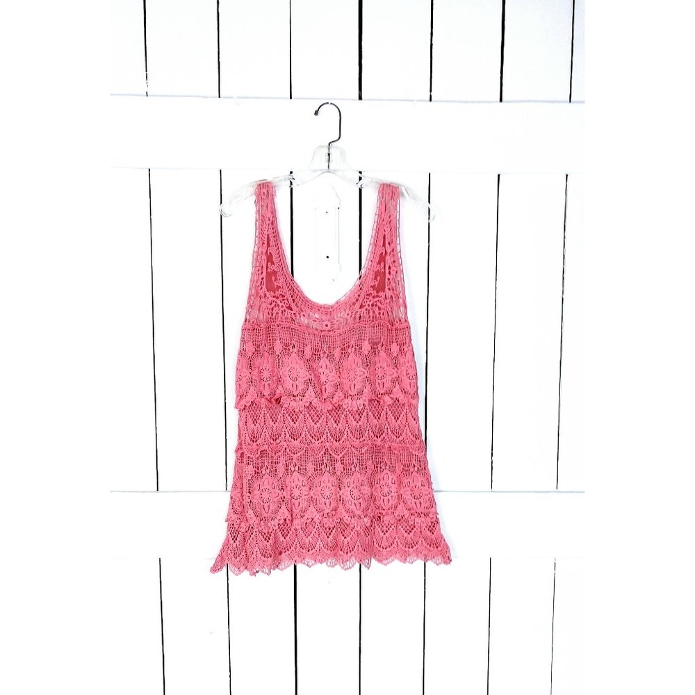 90s vintage crochet lace see through sleeveless tank top